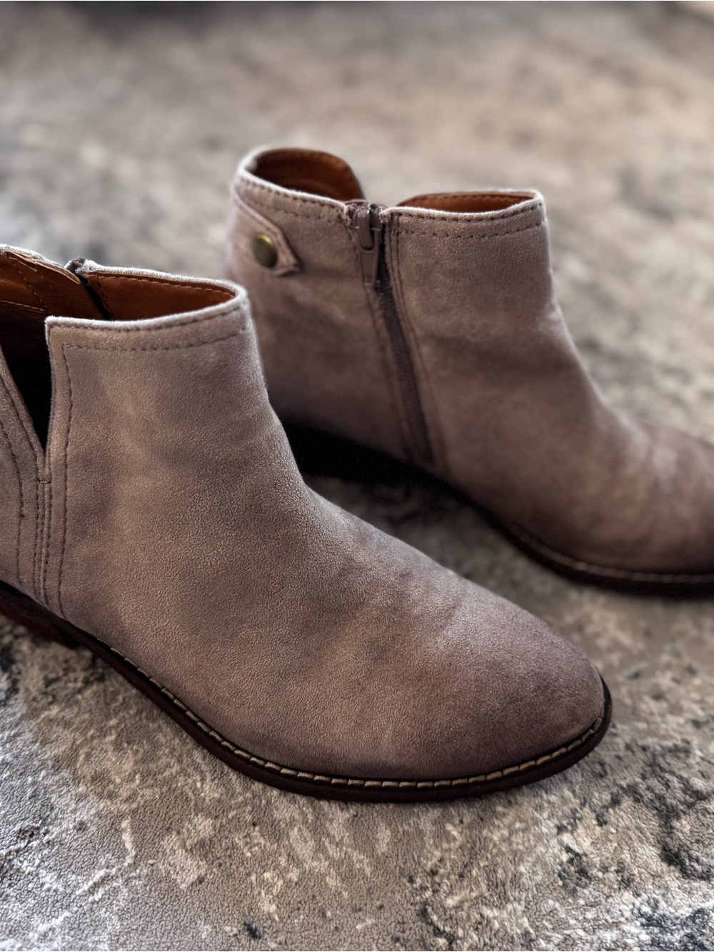 Zodiac Suede Ankle Booties - Taupe Gray